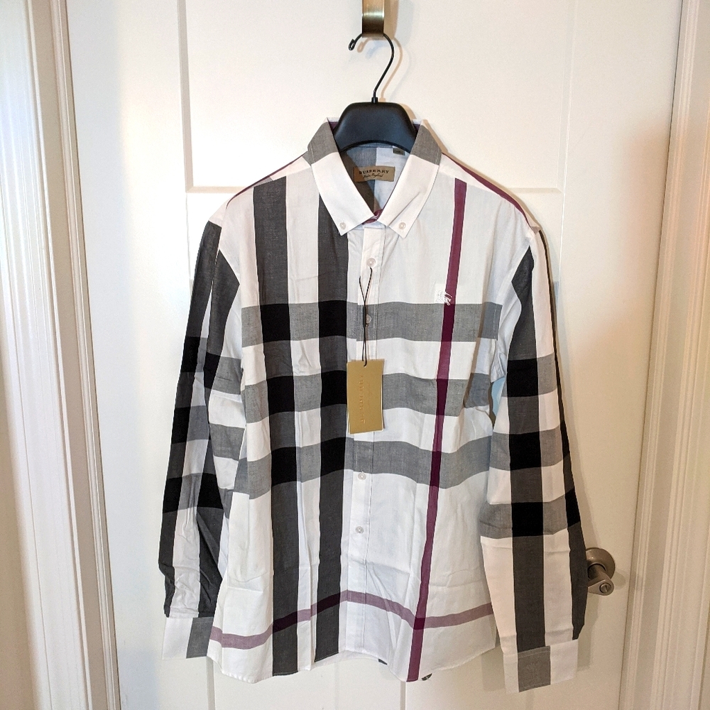 Burberry men's Checker Plaid shirt. Size XXL. NWT!